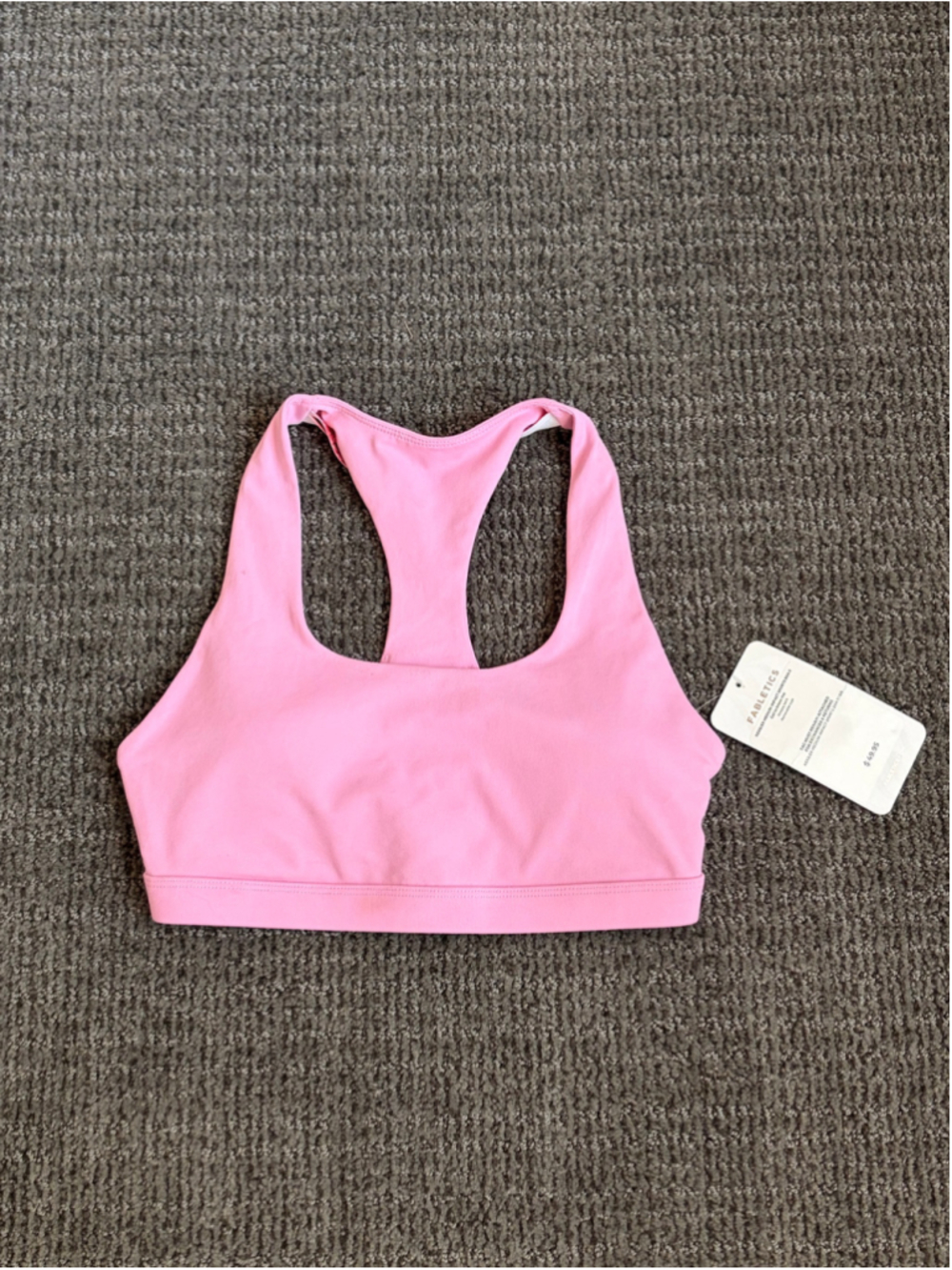 NWT Fabletics Kessler Medium-Impact Sports Bra II - Pink with Red Strappy Back -